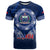 Samoa Rugby T Shirt World Cup 2023 Coat Of Arms With Polynesian Pattern LT05 Blue - Polynesian Pride