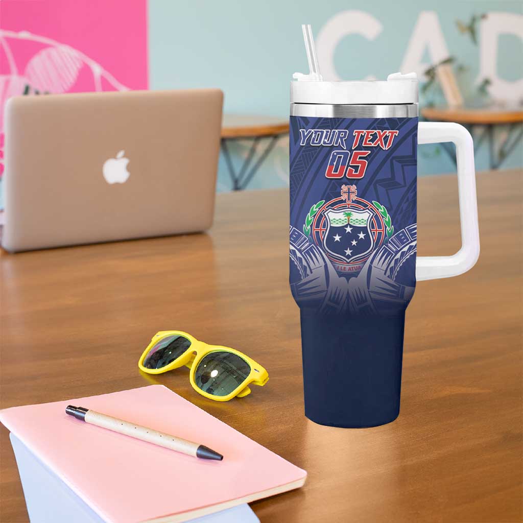 Custom Samoa Rugby Tumbler With Handle Coat Of Arms With Polynesian Pattern LT05 - Polynesian Pride