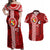 Tonga Rugby Couples Matching Off Shoulder Maxi Dress and Hawaiian Shirt World Cup 2023 Coat Of Arms Ngatu Pattern LT05 Red - Polynesian Pride