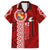 Tonga Rugby Family Matching Off Shoulder Long Sleeve Dress and Hawaiian Shirt World Cup 2023 Coat Of Arms Ngatu Pattern LT05 Dad's Shirt - Short Sleeve Red - Polynesian Pride