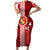 Tonga Rugby Family Matching Short Sleeve Bodycon Dress and Hawaiian Shirt World Cup 2023 Coat Of Arms Ngatu Pattern LT05 Mom's Dress Red - Polynesian Pride