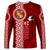 Tonga Rugby Long Sleeve Shirt World Cup 2023 Coat Of Arms Ngatu Pattern LT05 Unisex Red - Polynesian Pride