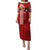 Tonga Rugby Puletasi World Cup 2023 Coat Of Arms Ngatu Pattern LT05 Long Dress Red - Polynesian Pride