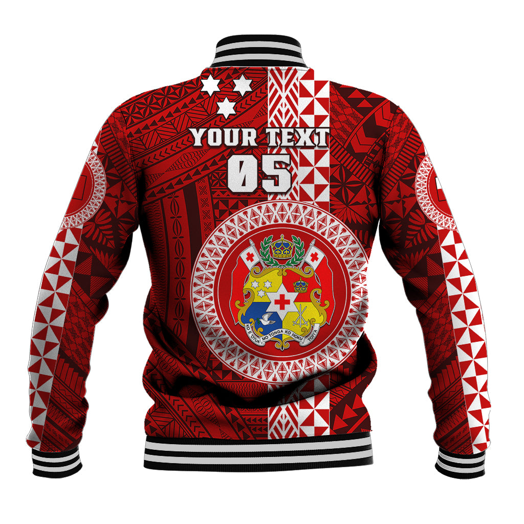 Custom Tonga Rugby Baseball Jacket World Cup 2023 Coat Of Arms Ngatu Pattern LT05 - Polynesian Pride