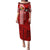 Custom Tonga Rugby Family Matching Puletasi Dress and Hawaiian Shirt World Cup 2023 Coat Of Arms Ngatu Pattern LT05 Mom's Dress Red - Polynesian Pride