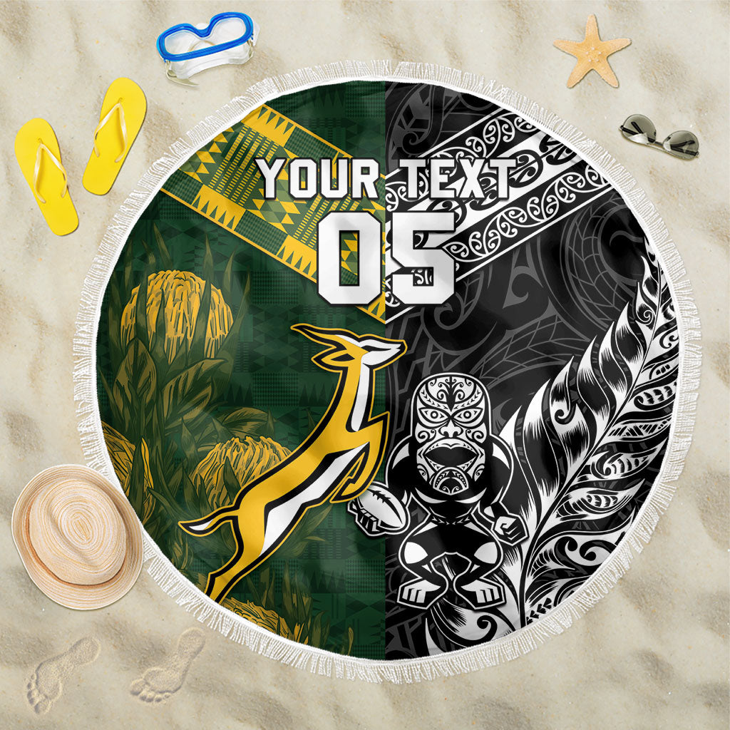 Rugby New Zealand South Africa Beach Blanket Maori Tiki Springboks Together