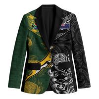 Rugby New Zealand South Africa Blazer Maori Tiki Springboks Together LT05 Unisex Black - Polynesian Pride