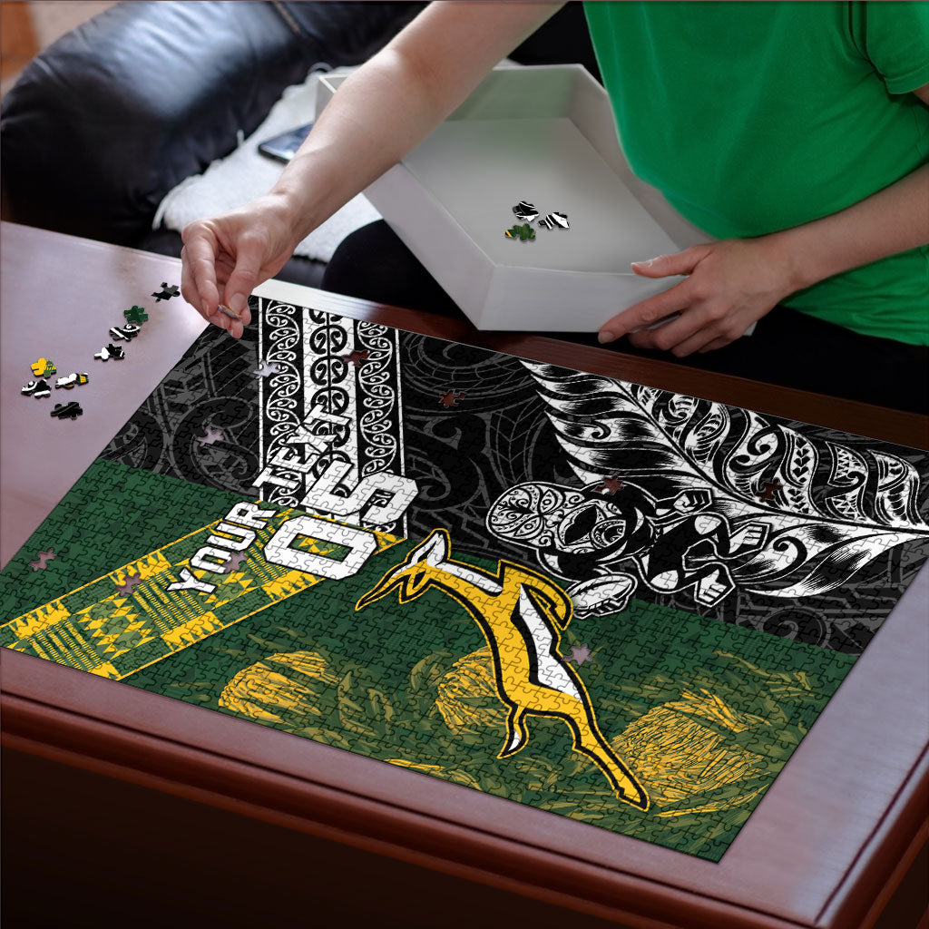 Rugby New Zealand South Africa Puzzle Maori Tiki Springboks Together LT05 - Polynesian Pride