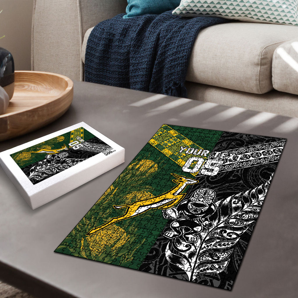 Rugby New Zealand South Africa Puzzle Maori Tiki Springboks Together LT05 - Polynesian Pride