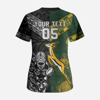 Rugby New Zealand South Africa Scrub Top Maori Tiki Springboks Together LT05 - Polynesian Pride