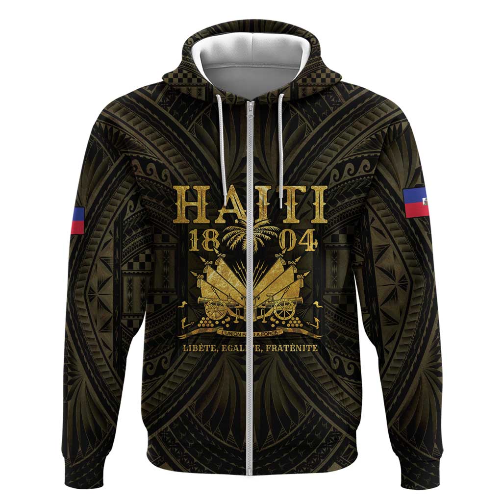 Haiti 1804 Hoodie Polynesian Gold Neg Maron LT05 Zip Hoodie Gold - Polynesian Pride