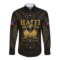 Haiti 1804 Long Sleeve Button Shirt Polynesian Gold Neg Maron LT05 Unisex Gold - Polynesian Pride