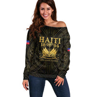 Haiti 1804 Off Shoulder Sweater Polynesian Gold Neg Maron LT05 Women Gold - Polynesian Pride