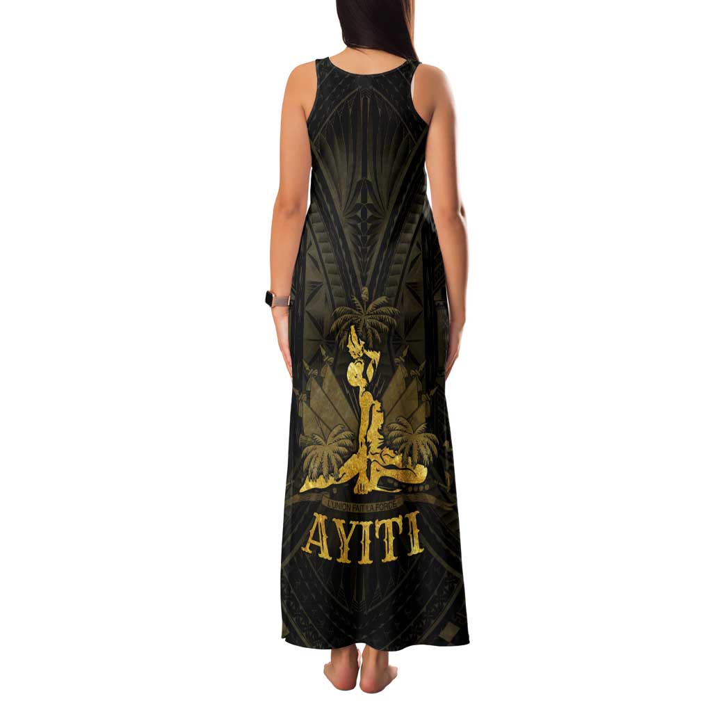 Haiti 1804 Tank Maxi Dress Polynesian Gold Neg Maron LT05 - Polynesian Pride
