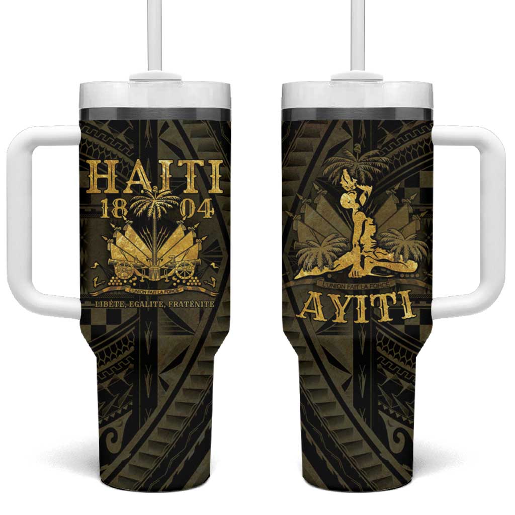 Haiti 1804 Tumbler With Handle Polynesian Gold Neg Maron LT05 One Size: 40 oz Gold - Polynesian Pride