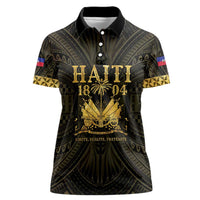 Haiti 1804 Women Polo Shirt Polynesian Gold Neg Maron LT05 Female Gold - Polynesian Pride