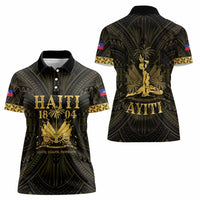 Haiti 1804 Women Polo Shirt Polynesian Gold Neg Maron LT05 - Polynesian Pride