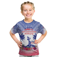 Personalised Haiti Independence Day Kid T Shirt Neg Maron Polynesian Style LT05 Blue - Polynesian Pride