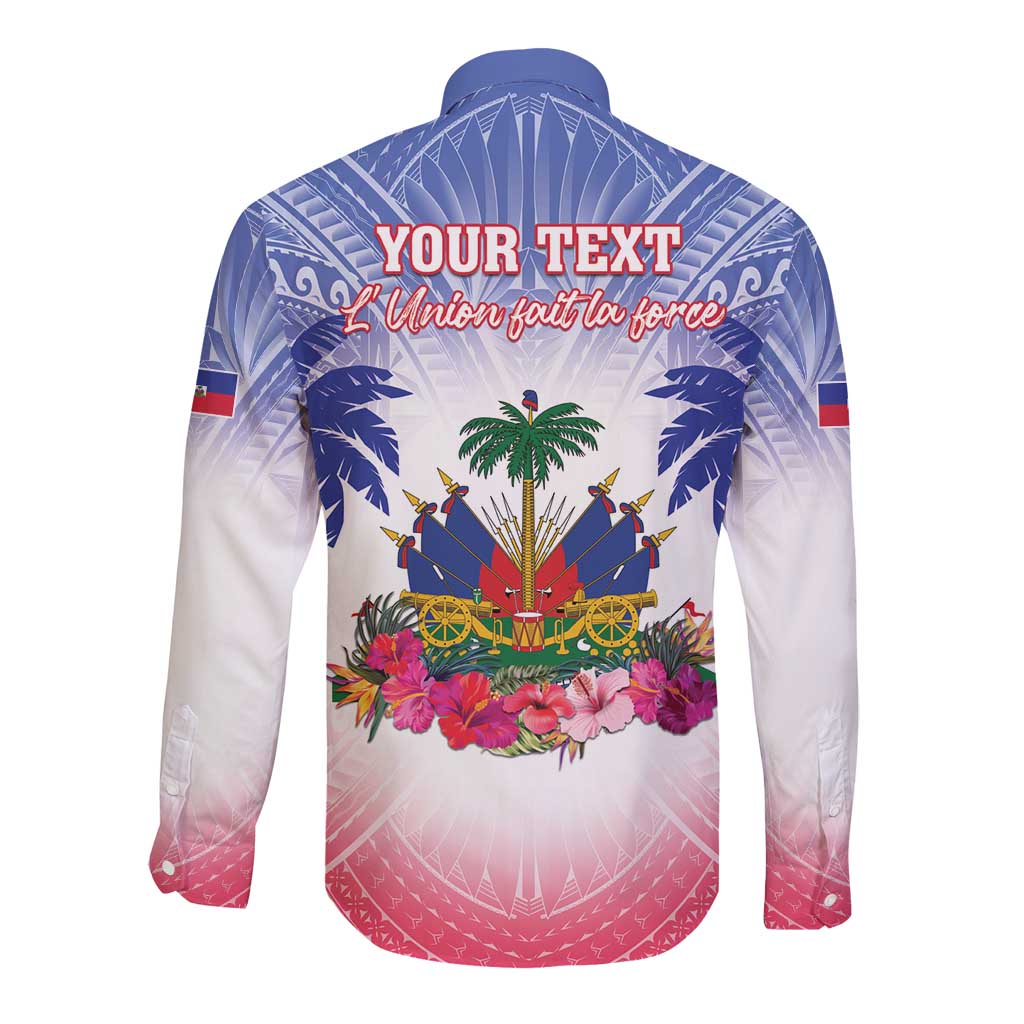 Personalised Haiti Independence Day Long Sleeve Button Shirt Neg Maron Polynesian Style LT05 - Polynesian Pride