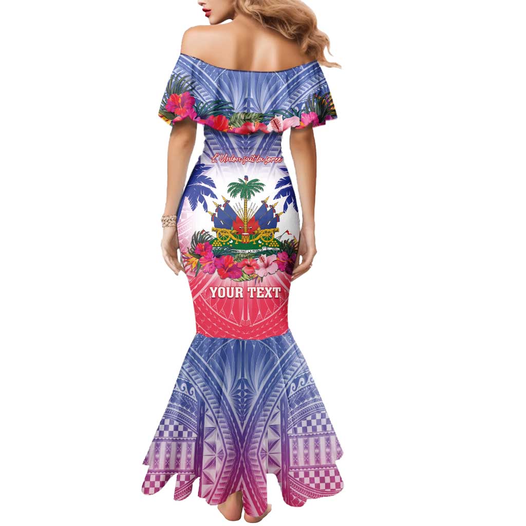 Personalised Haiti Independence Day Mermaid Dress Neg Maron Polynesian Style LT05 - Polynesian Pride
