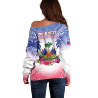 Personalised Haiti Independence Day Off Shoulder Sweater Neg Maron Polynesian Style LT05 - Polynesian Pride