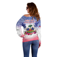 Personalised Haiti Independence Day Off Shoulder Sweater Neg Maron Polynesian Style LT05 - Polynesian Pride