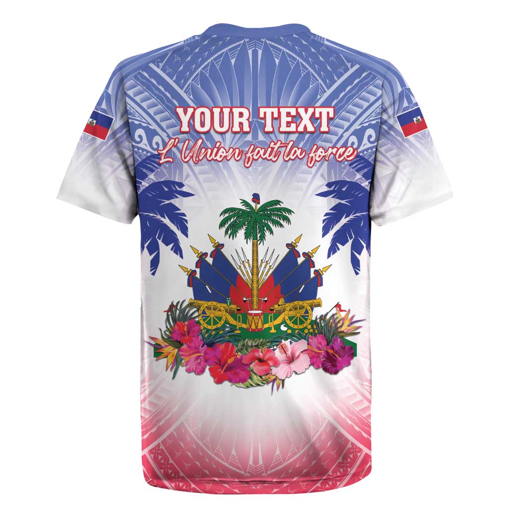 Personalised Haiti Independence Day Rugby Jersey Neg Maron Polynesian Style LT05 - Polynesian Pride