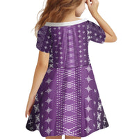 Purple Samoa Malu Tattoo Inspired Kid Short Sleeve Dress LT05 - Polynesian Pride