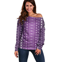 Purple Samoa Malu Tattoo Inspired Off Shoulder Sweater LT05 Women Purple - Polynesian Pride