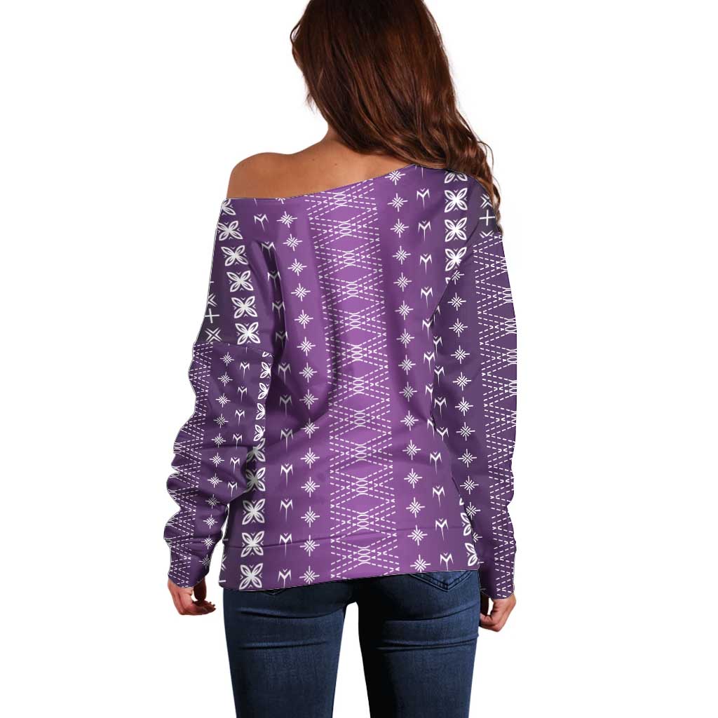 Purple Samoa Malu Tattoo Inspired Off Shoulder Sweater LT05 - Polynesian Pride