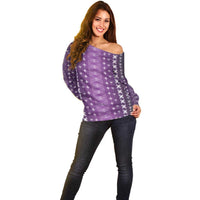 Purple Samoa Malu Tattoo Inspired Off Shoulder Sweater LT05 - Polynesian Pride