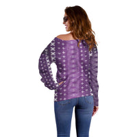 Purple Samoa Malu Tattoo Inspired Off Shoulder Sweater LT05 - Polynesian Pride