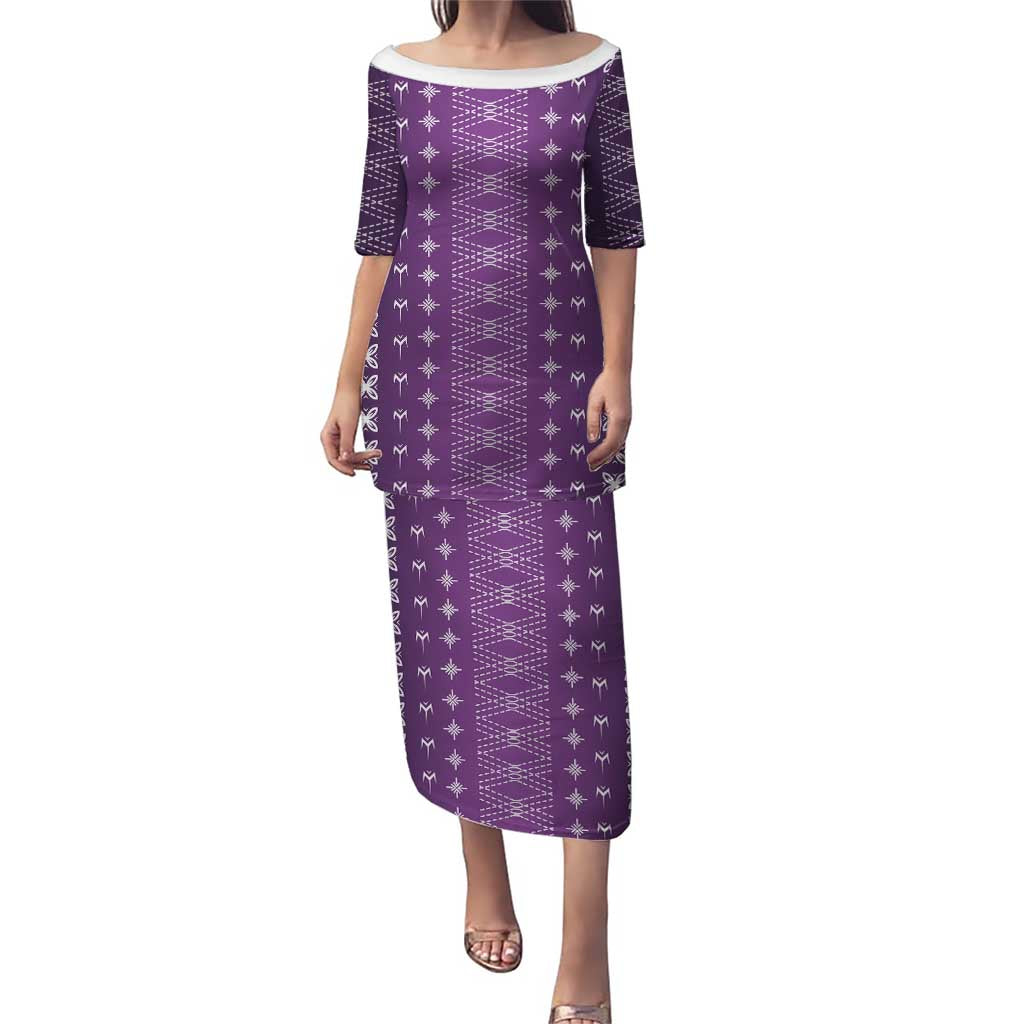 Purple Samoa Malu Tattoo Inspired Puletasi LT05 Long Dress Purple - Polynesian Pride