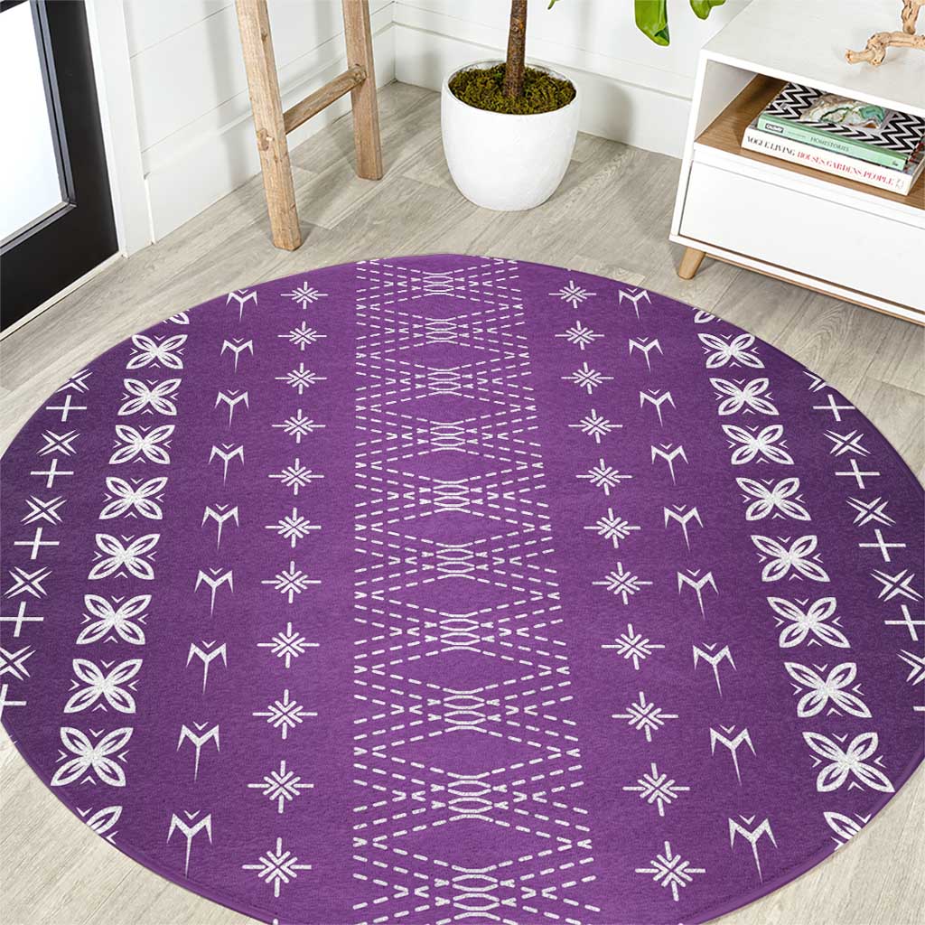 Purple Samoa Malu Tattoo Inspired Round Carpet LT05 Purple - Polynesian Pride