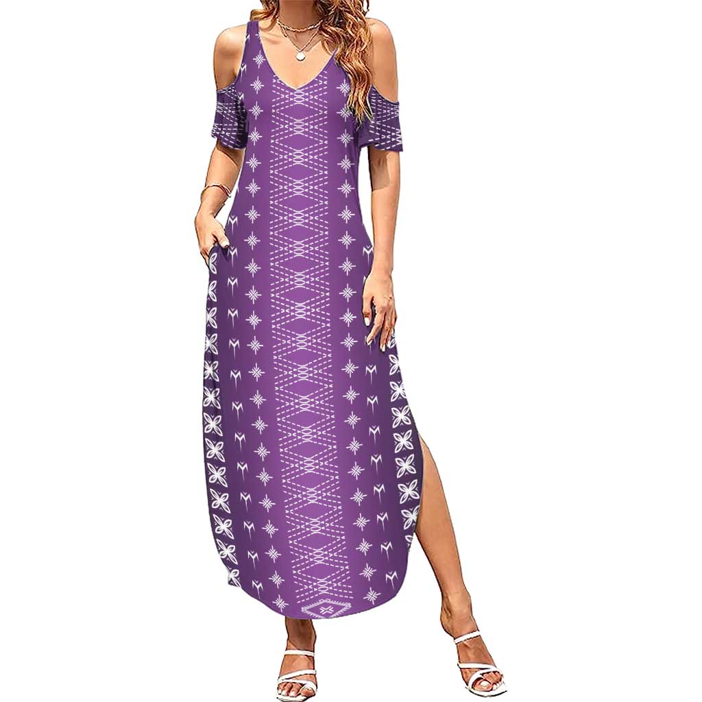 Purple Samoa Malu Tattoo Inspired Summer Maxi Dress LT05 Women Purple - Polynesian Pride