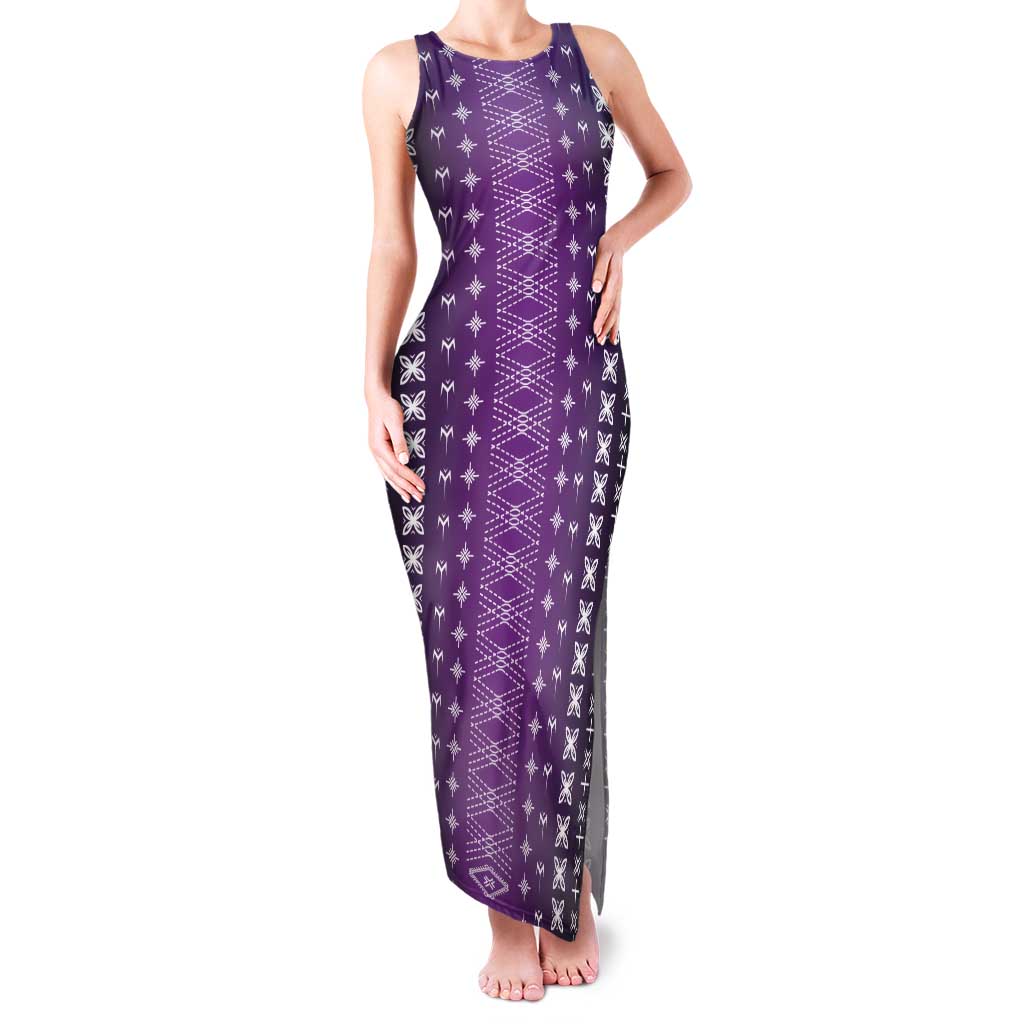 Purple Samoa Malu Tattoo Inspired Tank Maxi Dress LT05 Women Purple - Polynesian Pride
