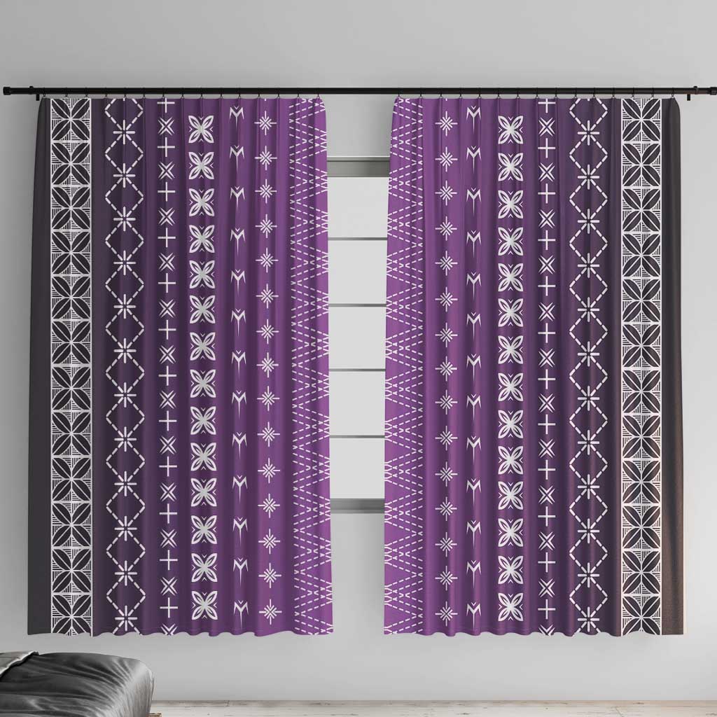 Purple Samoa Malu Tattoo Inspired Window Curtain LT05 With Hooks Purple - Polynesian Pride
