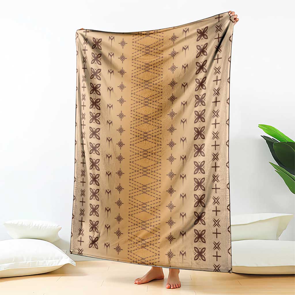 Beige Samoa Malu Tattoo Inspired Blanket LT05 - Polynesian Pride