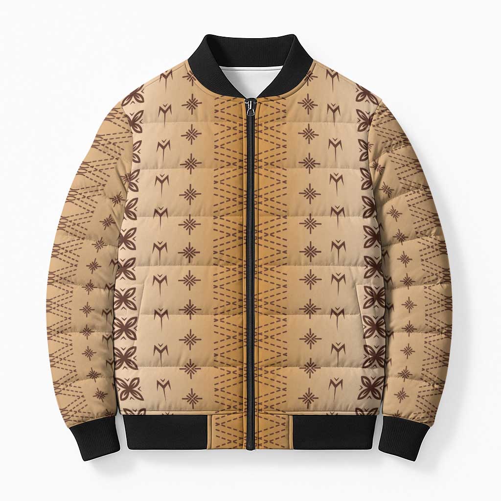 Beige Samoa Malu Tattoo Inspired Bomber Puffer Jacket LT05 Unisex Beige - Polynesian Pride