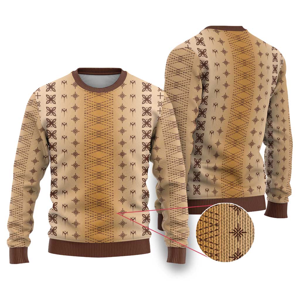 Beige Samoa Malu Tattoo Inspired Ugly Christmas Sweater LT05 Beige - Polynesian Pride