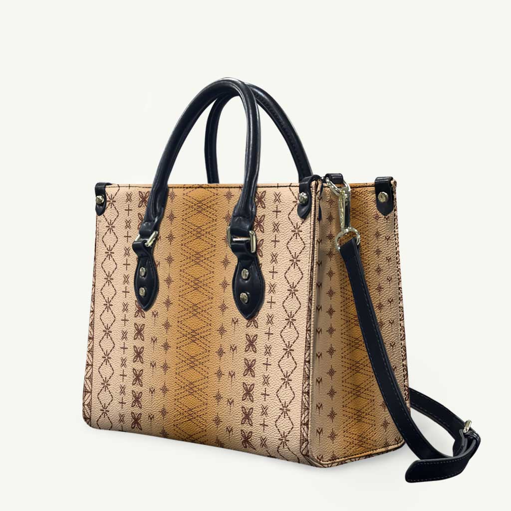 Beige Samoa Malu Tattoo Inspired Leather Bag LT05 Beige - Polynesian Pride