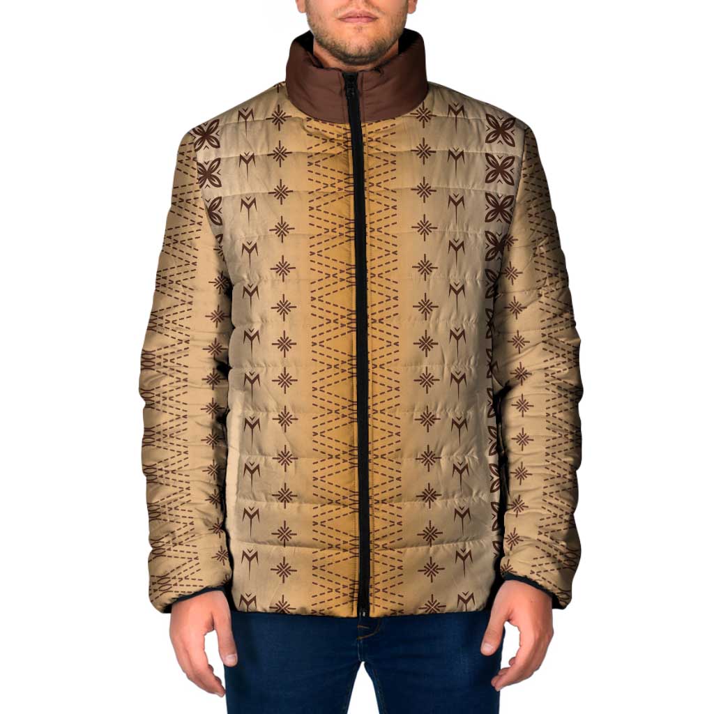 Beige Samoa Malu Tattoo Inspired Padded Jacket LT05 Men Beige - Polynesian Pride