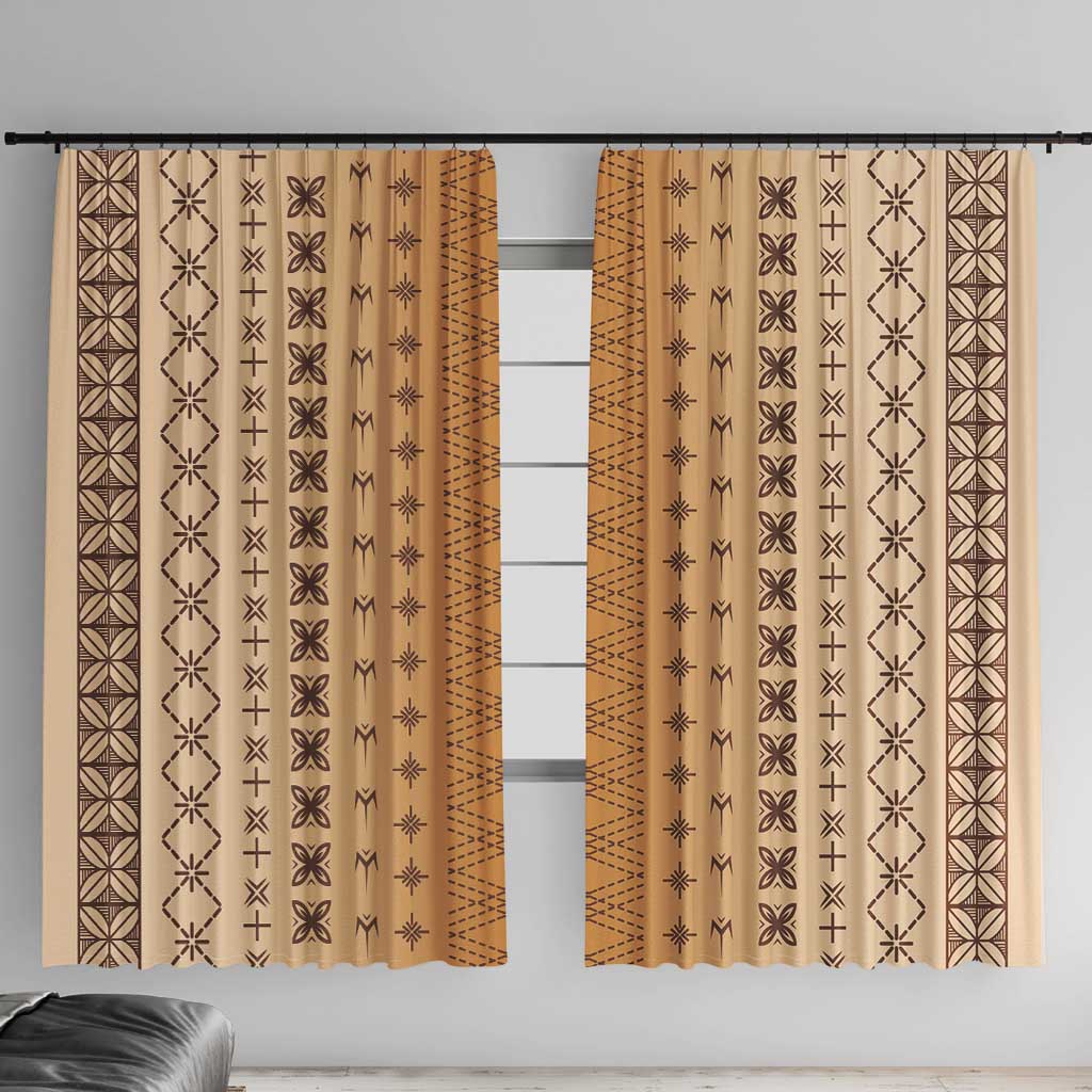 Beige Samoa Malu Tattoo Inspired Window Curtain LT05 With Hooks Beige - Polynesian Pride