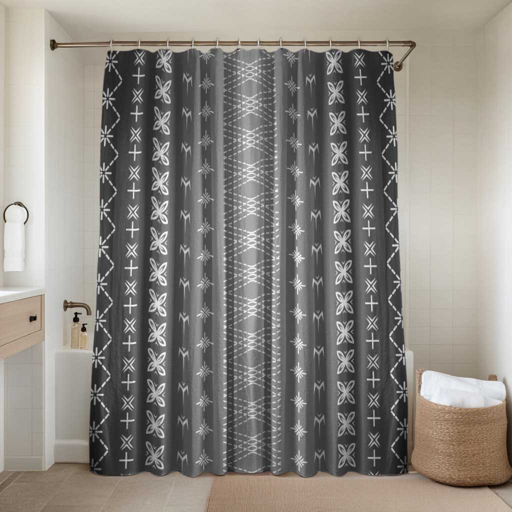 Black Samoa Malu Tattoo Inspired Bathroom Set LT05 Shower Curtain Only Black - Polynesian Pride
