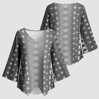 Black Samoa Malu Tattoo Inspired Kimono Sleeve Blouse LT05 - Polynesian Pride