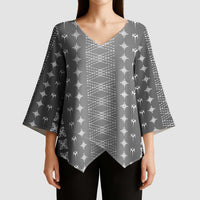 Black Samoa Malu Tattoo Inspired Kimono Sleeve Blouse LT05 - Polynesian Pride