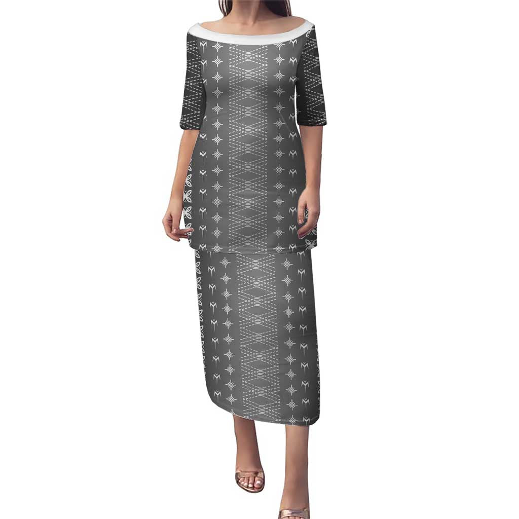 Black Samoa Malu Tattoo Inspired Puletasi LT05 Long Dress Black - Polynesian Pride