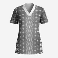 Black Samoa Malu Tattoo Inspired Scrub Top LT05 Adult Black - Polynesian Pride