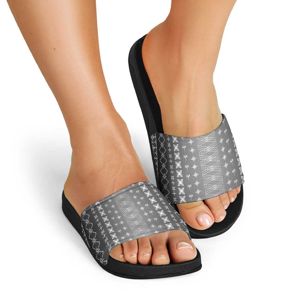 Black Samoa Malu Tattoo Inspired Slide Sandals LT05 - Polynesian Pride