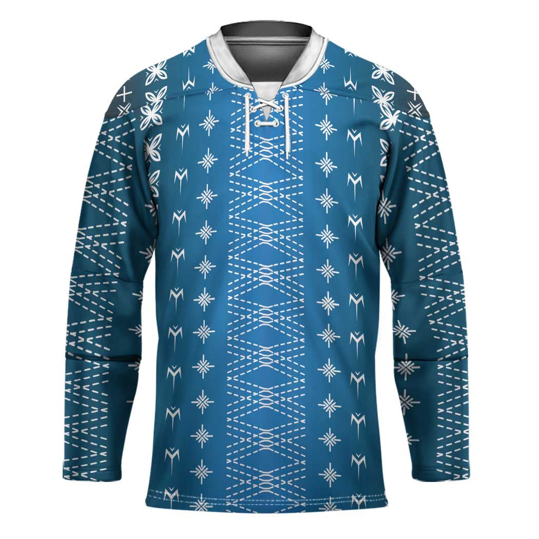 Blue Samoa Malu Tattoo Inspired Hockey Jersey LT05 Unisex Blue - Polynesian Pride